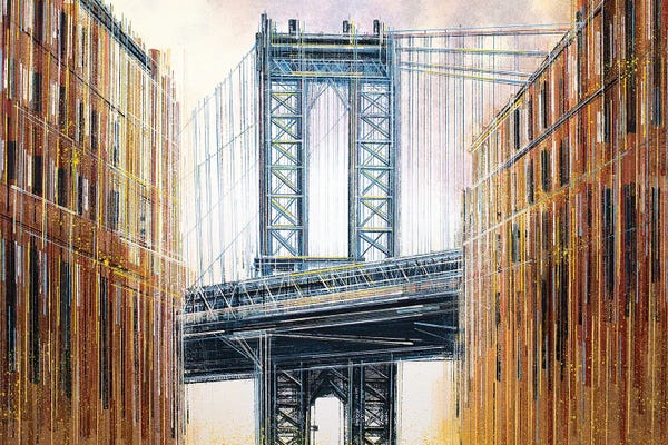 Marc Todd: New York - The Manhattan Bridge At Sunset by Marc Todd