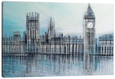 London - Houses Of Parliament Canvas Art Print - Clock Art