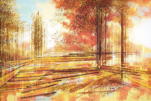 Marc Todd: Autumn Trees In Warm Evening Light by Marc Todd