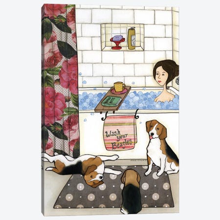 Wash Your Beagles Canvas Print #MRH107} by Jamie Morath Canvas Wall Art