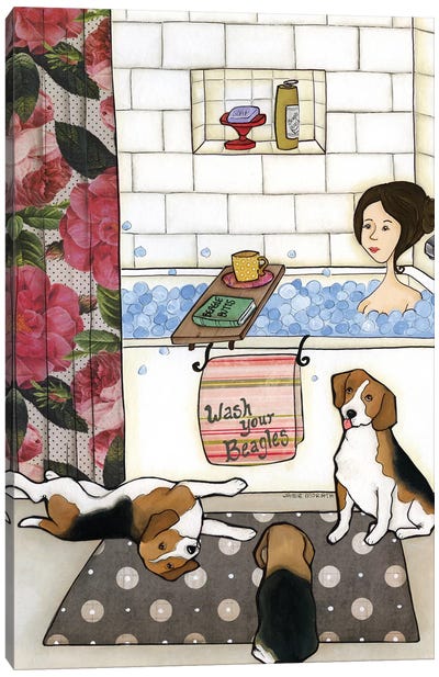 Wash Your Beagles Canvas Art Print - Beagle Art
