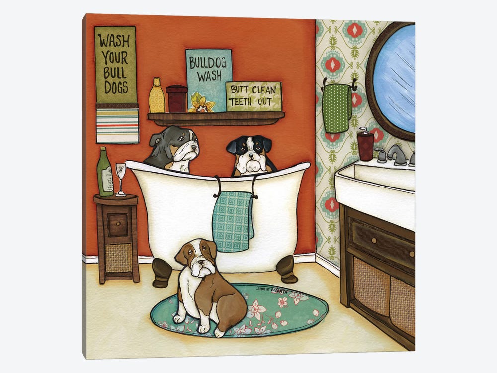 Wash Your Bulldogs by Jamie Morath 1-piece Canvas Art Print