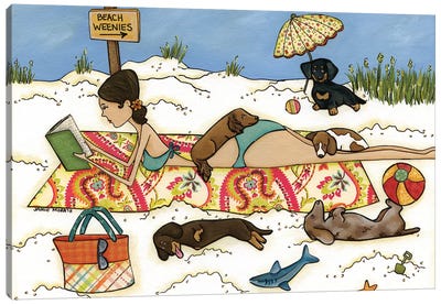 Beach Weenies Canvas Art Print - Dachshund Art
