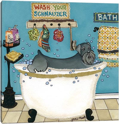 Wash Your Schnauzer Canvas Art Print - Jamie Morath
