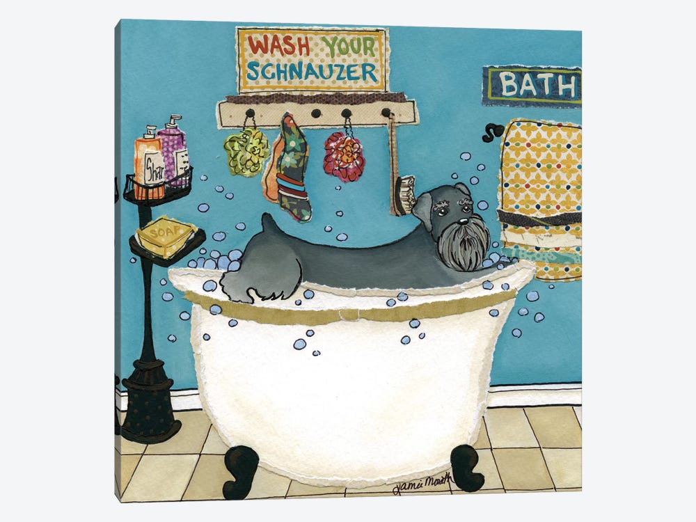 Wash Your Schnauzer by Jamie Morath 1-piece Canvas Art Print