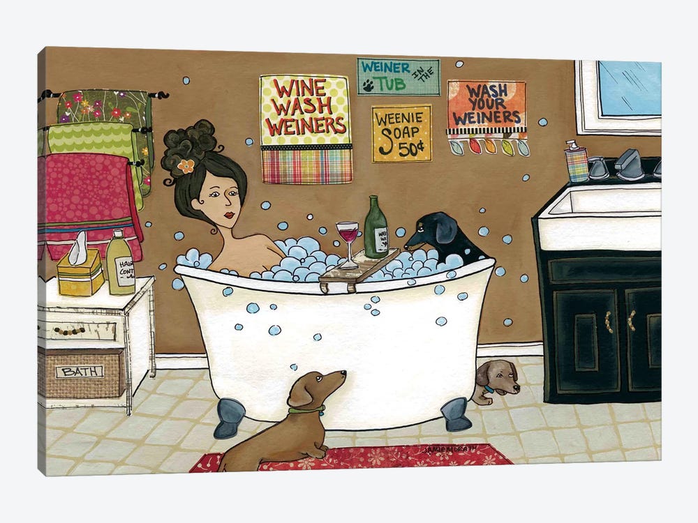 Weiner In The Tub by Jamie Morath 1-piece Canvas Art Print