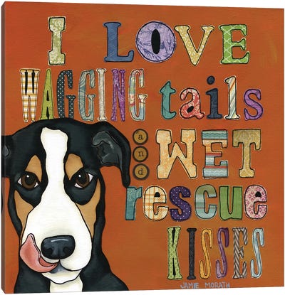 Wet Kisses Canvas Art Print - Pet Adoption & Fostering Art