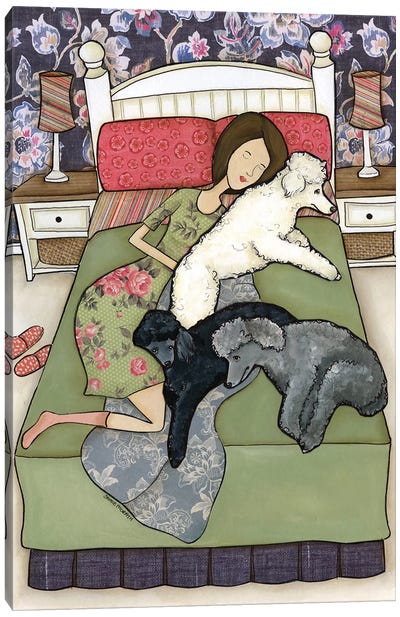 Napping Poodles Canvas Art Print - Poodle Art