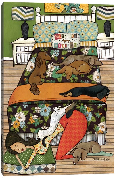 Bed of Wieners Canvas Art Print - Dachshund Art