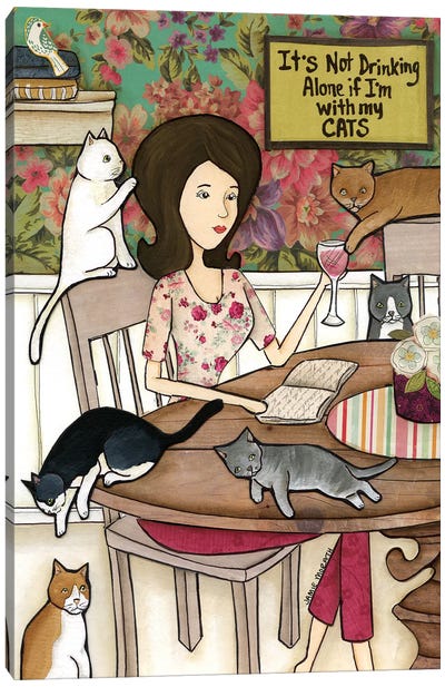 With My Cats Canvas Art Print - Jamie Morath