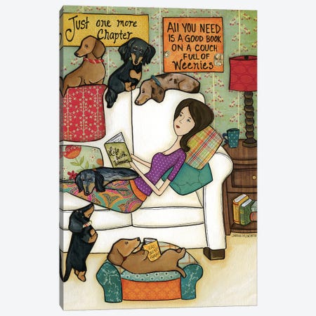 Books and Weenies Canvas Print #MRH17} by Jamie Morath Canvas Wall Art