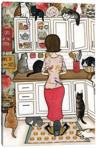 Feed The Cats Canvas Art Print - Jamie Morath