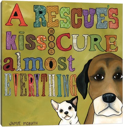 A Rescue's Kiss Canvas Art Print - Friendship Art