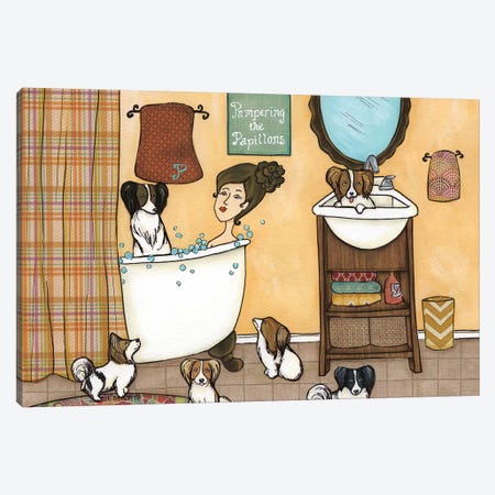 Pampering The Papillons Canvas Print #MRH211} by Jamie Morath Canvas Art Print