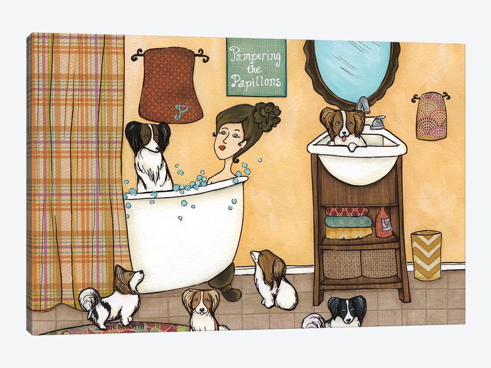 Pampering The Papillons by Jamie Morath 1-piece Canvas Art Print