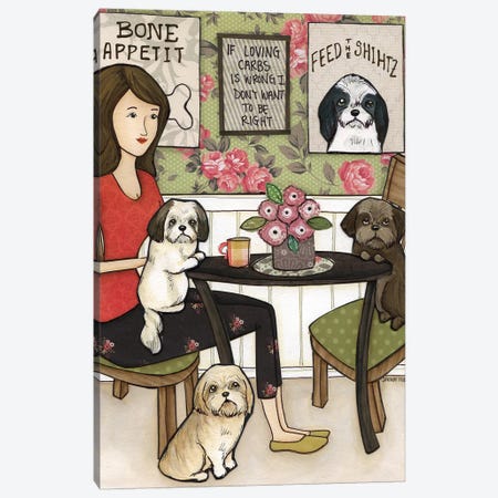 Feed The Shihtz Canvas Print #MRH214} by Jamie Morath Canvas Wall Art