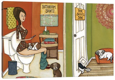 Bathroom Shihtz Canvas Art Print - Jamie Morath