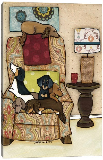Chair Full Of Weenies Canvas Art Print - Jamie Morath