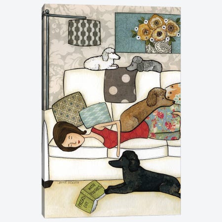 Passed Out With Poodles Canvas Print #MRH225} by Jamie Morath Canvas Art Print