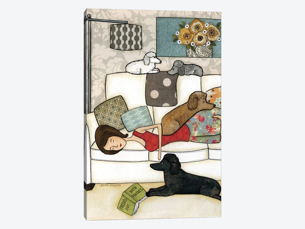 Passed Out With Poodles by Jamie Morath 1-piece Canvas Wall Art