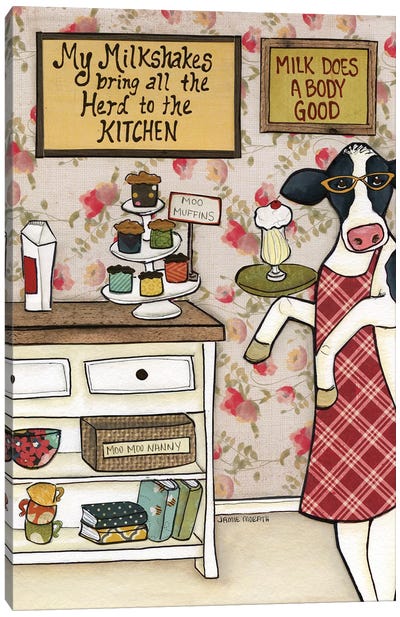 Herd To The Kitchen Canvas Art Print - Farmhouse Kitchen Art