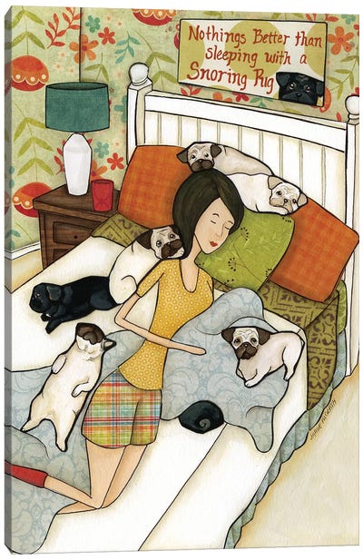 Snoring Pug Canvas Art Print - Pug Art