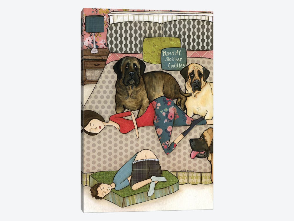 Mastiff Slobber Cuddles by Jamie Morath 1-piece Canvas Print