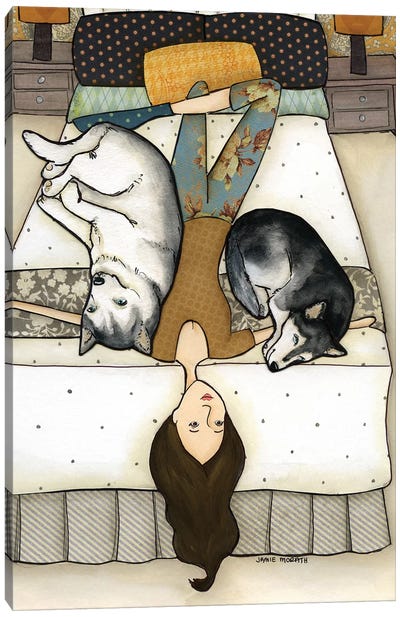 Huskies On Me Canvas Art Print - Siberian Husky Art
