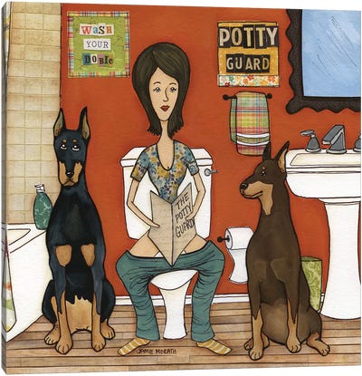 Potty Guard Canvas Art Print - Bathroom Break
