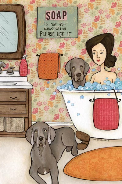 Weimaraners: Weimaraner Bath by Jamie Morath