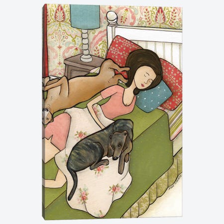 Greyhound Cuddles Canvas Print #MRH265} by Jamie Morath Canvas Print
