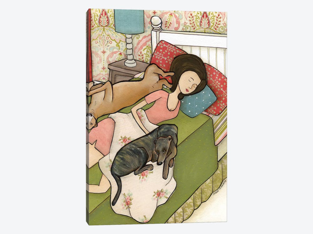 Greyhound Cuddles by Jamie Morath 1-piece Canvas Artwork