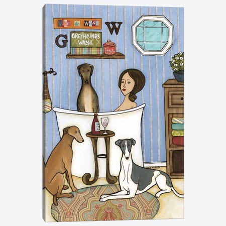 Greyhound Wash Canvas Print #MRH266} by Jamie Morath Canvas Print