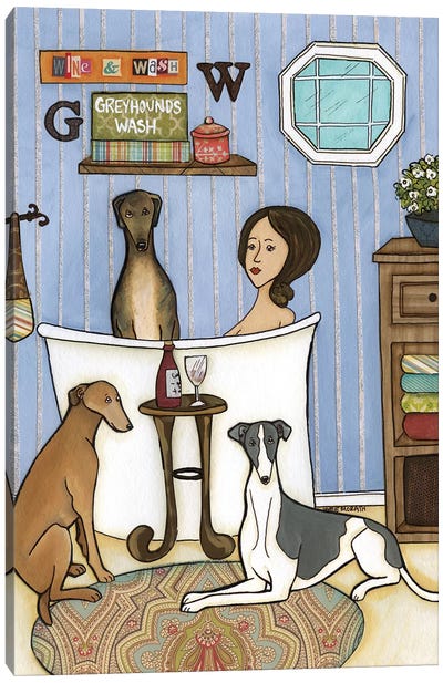 Greyhound Wash Canvas Art Print - Greyhound Art