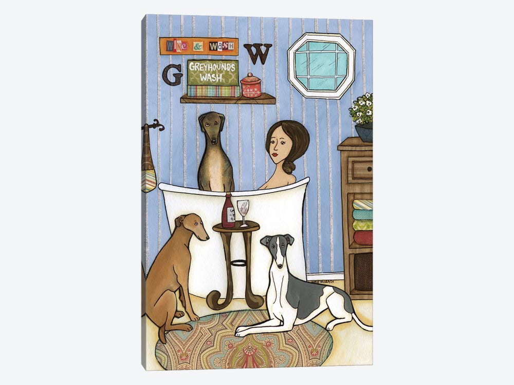 Greyhound Wash by Jamie Morath 1-piece Canvas Print