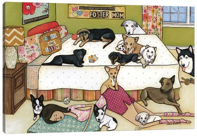 Foster Mom Canvas Art Print - Animal Rights Art
