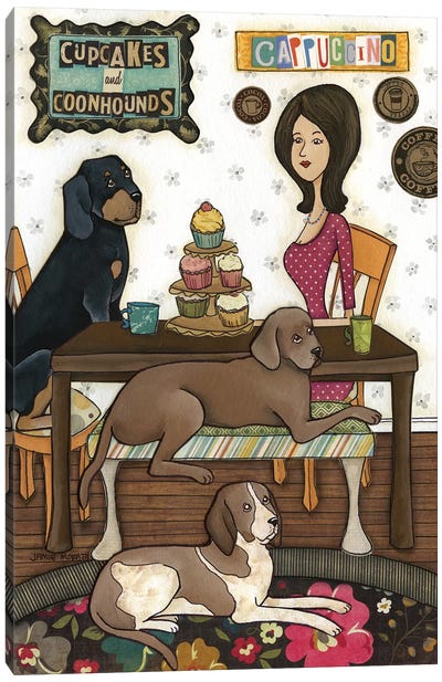 Cupcakes And Coonhounds Canvas Art Print