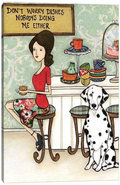 Dalmation And Dishes Canvas Art Print - Jamie Morath