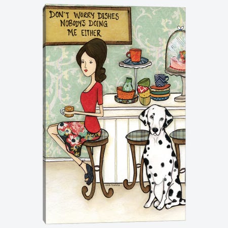 Dalmation And Dishes Canvas Print #MRH29} by Jamie Morath Canvas Wall Art
