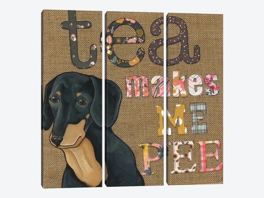 Tea Makes Me Pee by Jamie Morath 3-piece Canvas Print