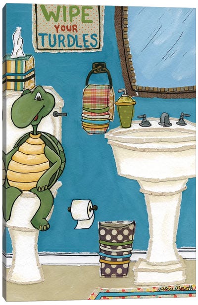 Wipe Your Turdles Canvas Art Print - Turtle Art