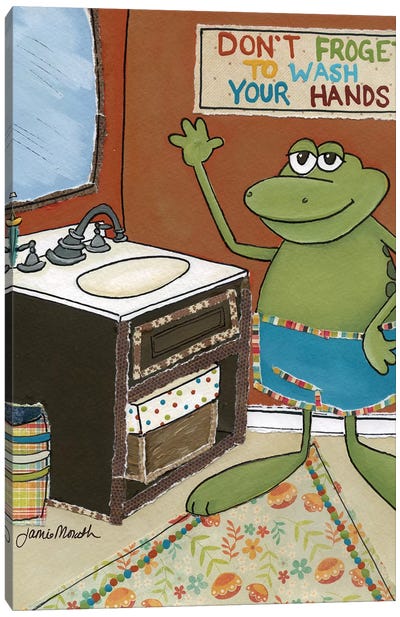 Don't Froget To Wash Canvas Art Print - Frog Art