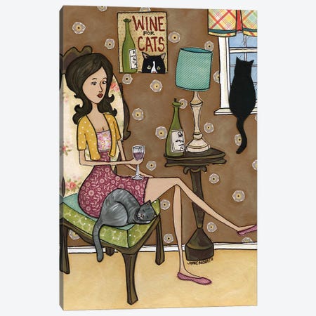 Wine For Cats Canvas Print #MRH317} by Jamie Morath Art Print