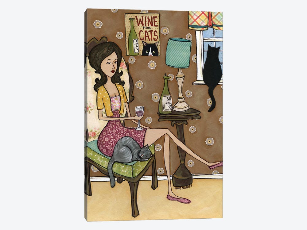 Wine For Cats by Jamie Morath 1-piece Canvas Artwork