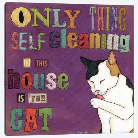 Self Cleaning Cat Canvas Print #MRH321} by Jamie Morath Canvas Art Print
