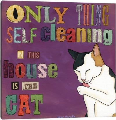 Self Cleaning Cat Canvas Art Print - Laundry Room Art