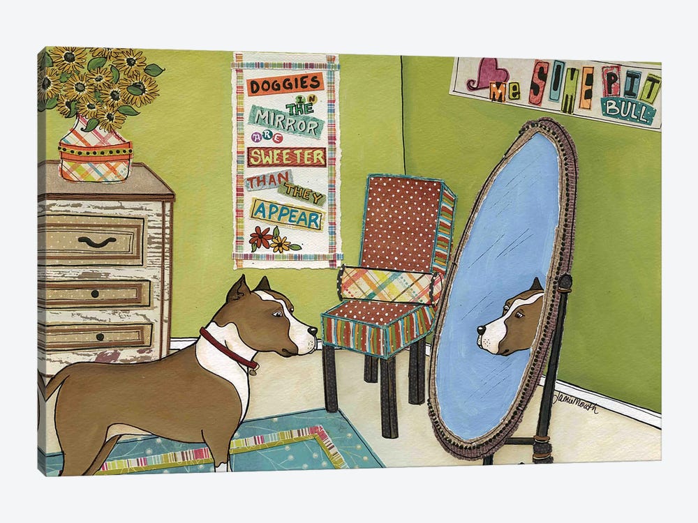 Doggies In The Mirror by Jamie Morath 1-piece Canvas Wall Art