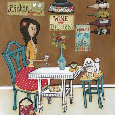 Bichon Bistro by Jamie Morath acrylic art print