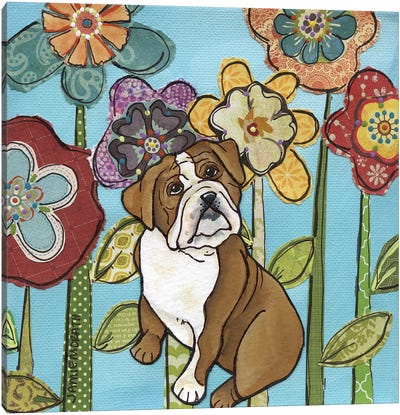 Lovin Bulldog Canvas Art Print - Bulldog Art
