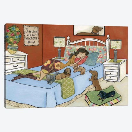 Sleeping With Her Wieners Canvas Print #MRH370} by Jamie Morath Canvas Artwork